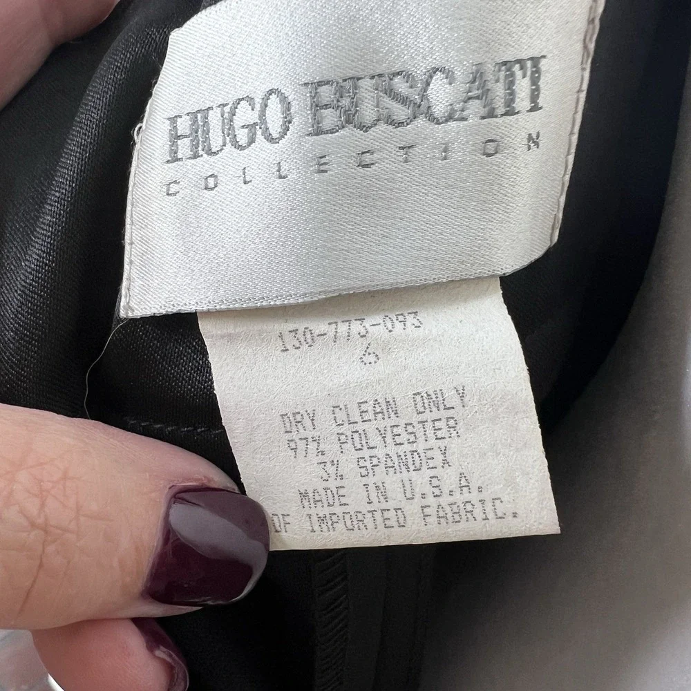 Vtg HUGO BUSCATI Black‎ Dragonfly Glam Y2K 90s Wedding Guest Cocktail Dress Sz 6